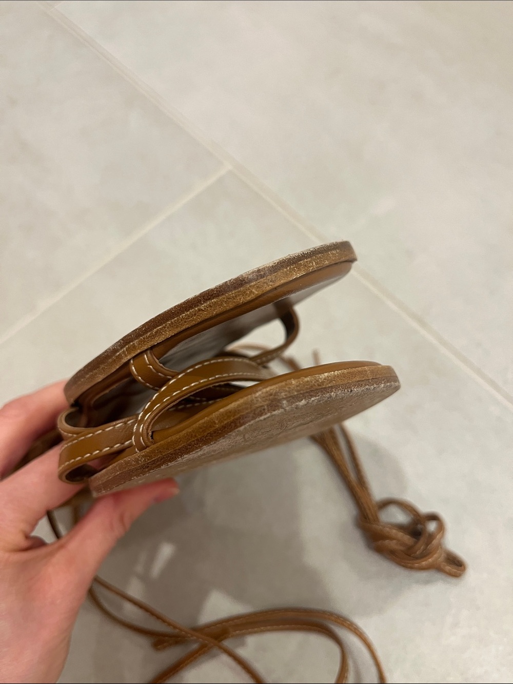 Margaux The Wrap Sandal Napa Saddle 37M / 7 M US Excellent used condition - Picture 13 of 16